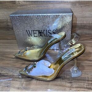 💎SIZE 7💎 Wetkiss Clear Heels, Crystal Rhinestones‎
